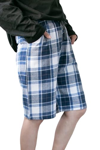 Boys Lounge Pajama Shorts Cotton Plaid Sleep Pants Soft Comfy Elastic Waist Drawstring with Pockets for Kids3
