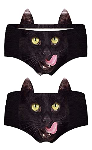 Image of JINKAIJIA Women's Flirty Sexy Funny Naughty 3D Printed Animal Tail Underwears Briefs Gifts With Cute Ears