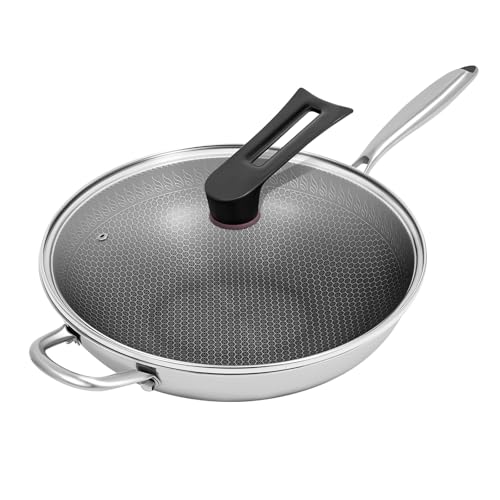 Wok Antiadherente Acero Inoxidable 34 cm Honeycomb