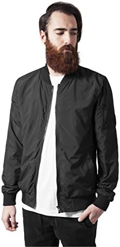 Urban Classics Mens Bomber Jacket TB1258 Light Bomber Jacket Color: black in Size: Large