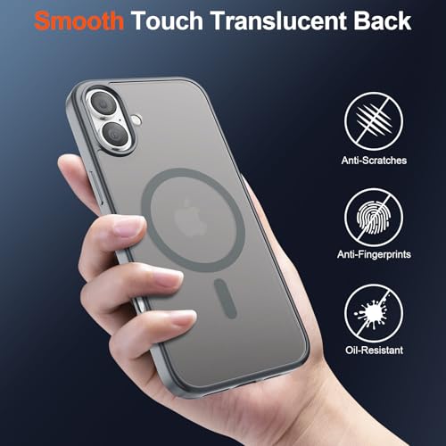 Image of SUPFINE Magnetic for iPhone 17 Case (Compatible with MagSafe)(Military Grade Drop Protection) Translucent Matte Shockproof with Anti-Fingerprint Phone Cover 2025,Gray