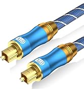 EMK Câble Optique Toslink 1m - Câble Audio Numérique SPDIF - Gainé Coton Tressé - Pour TV, Barre De Son Et Home Cinéma