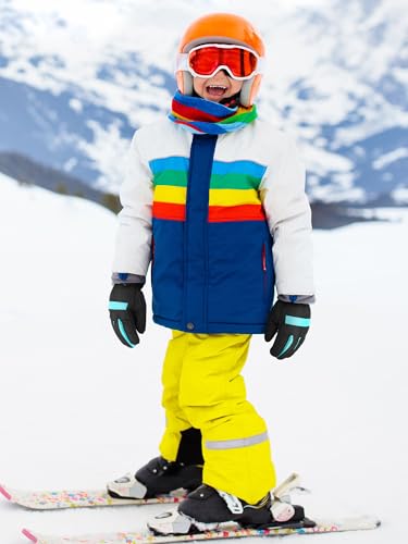 Image of SATINIOR 2 Pairs Kids Waterproof Winter Snow Gloves Ski Gloves for Boy Girl Outdoor Warm Thickening Snowboard
