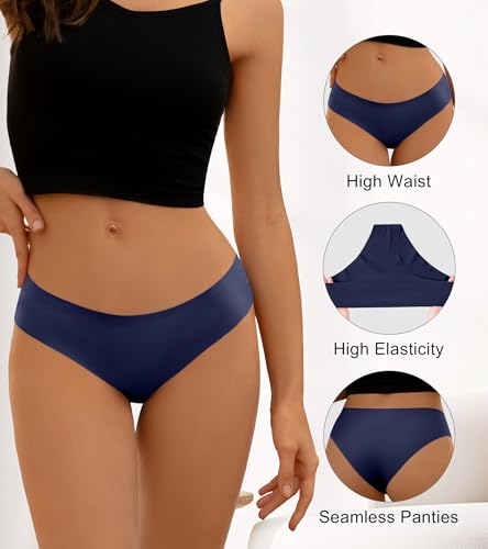 Image of DEANGELMON Seamless Underwear for Women No Show Bikini Panties Comfortable Stretch Invisible Ladies Hipster Briefs