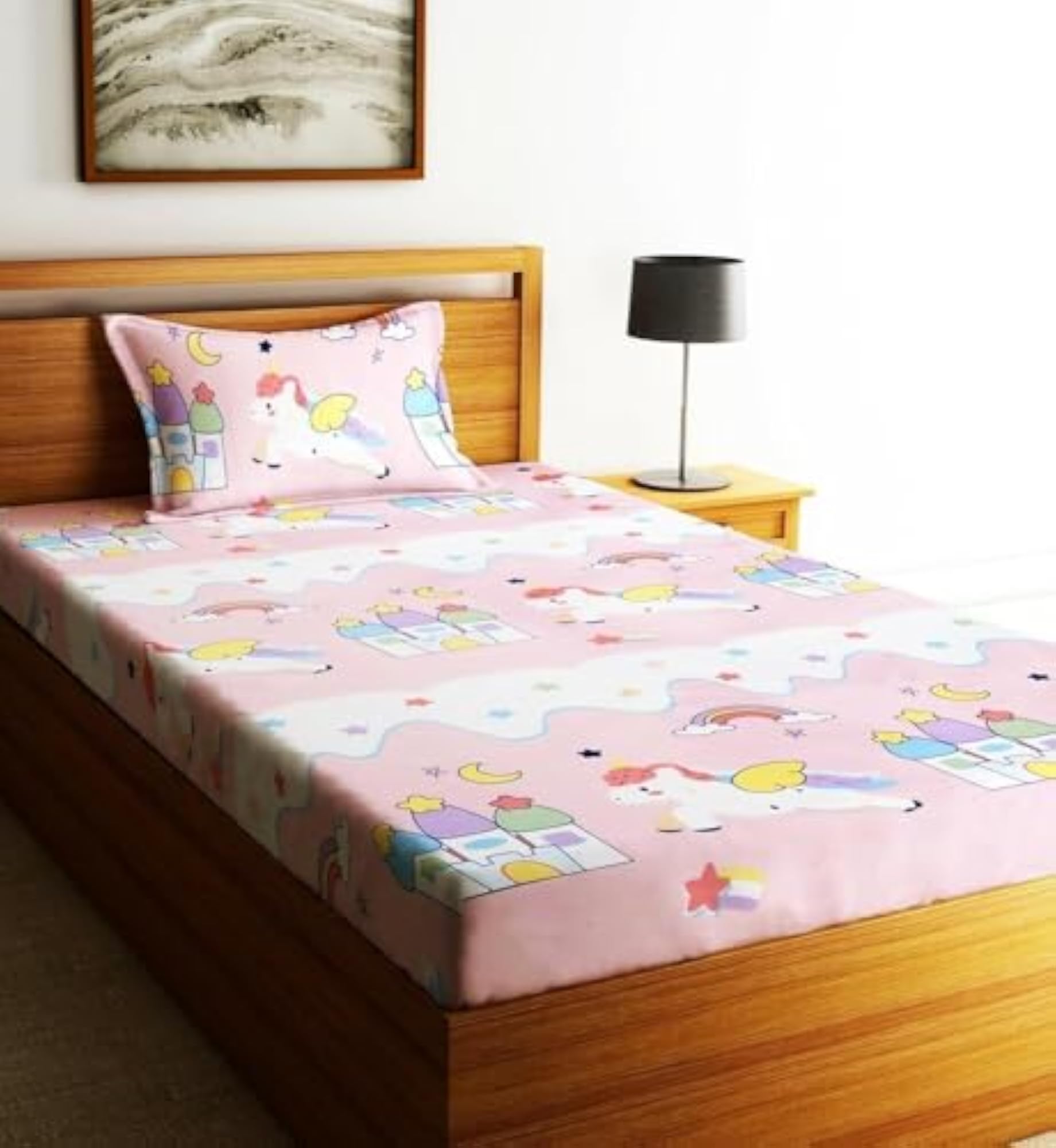 Single Bedsheet Cotton Elastic Fitted Kids, 72x48 Inches