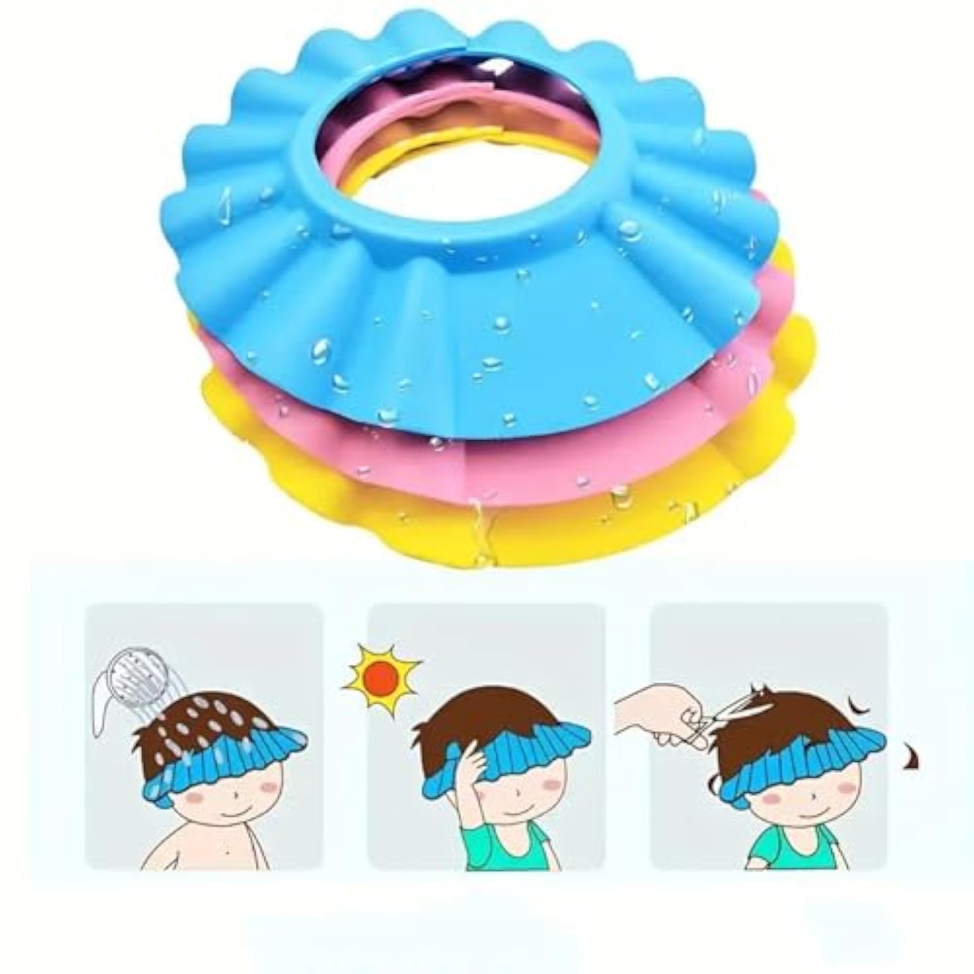 Toddler Bath Cap for Eye and Ear Protection
