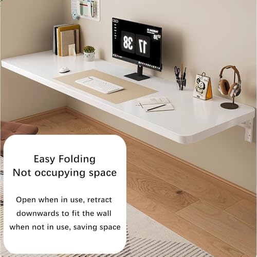 Table flottante pliable compacte et établi mural blanc