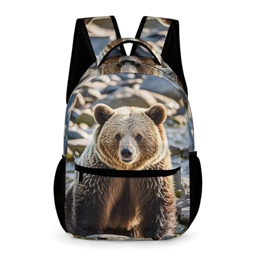 Encounter Animal Bear Backpack for Men Women, Durable Small Backpack Casual Lightweight Daypack for Travel Bag