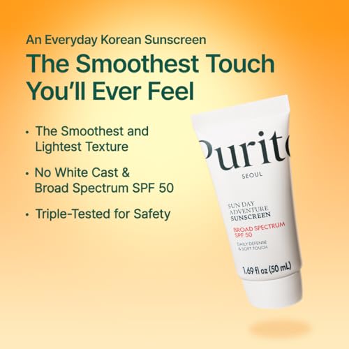 PURITO-Sun-Day-Adventure-Korean-Sunscreen-Smoothest-and-Lightest-Texture-Broad-Spectrum-SPF-50-UVA-UVB-Protection-No-White-Cast-Oil-Free-For-All-Skin-Types-Vegan-Daily-Skin-Care-50ml-169-floz