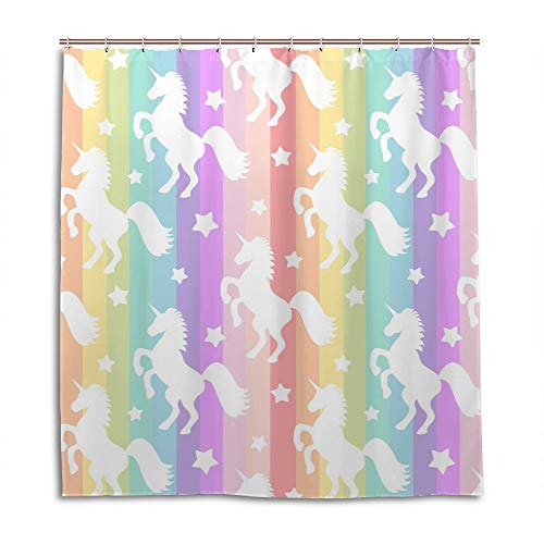 Rideau de douche licorne blanche en polyester de qualité supérieure