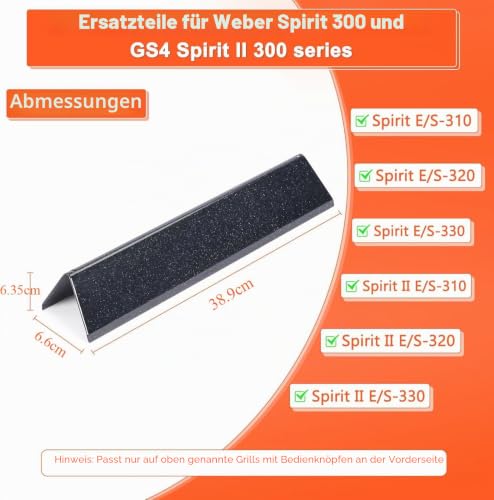 GFTIME 38,9CM Flavorizer Bar 7636 für Spirit E-310/320/330 (2013-Current), Spirit II E-310 S-310 Serie (mit vorderen Brennerknöpfen), Porzellanemaille Hitzeplatte Ersatzteile