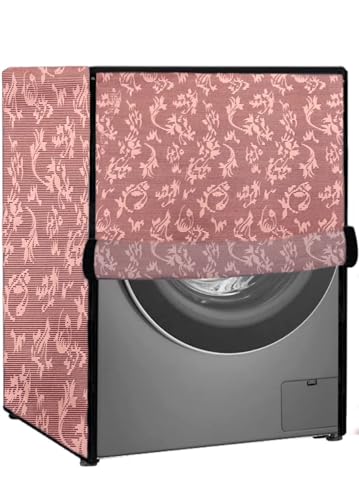 Image of Waterproof & Dustproof Top Front Load Washing Machine Cover for 6 kg 6.5 kg 7kg & 7.5 kg Compatible for IFB LG Samsung Whirlpool Bosch Haier (LEAF PEACH)