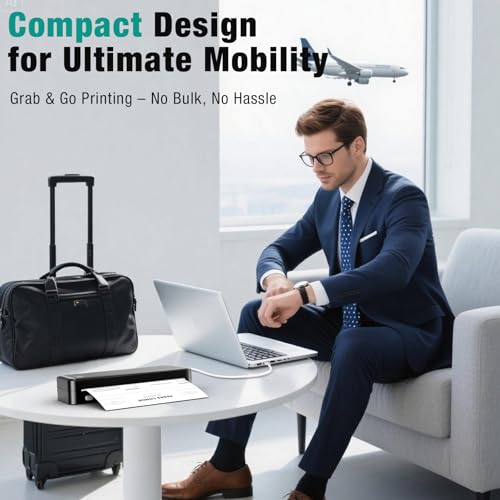 Image of PEDOOLO Portable Printer Wireless for Travel, Inkless Thermal Printer Supports 8.5 x 11 Inch Thermal Paper, Bluetooth Compatible with iOS, Android, Laptop Includes 2 Rolls & 10 Sheets of Paper Kit