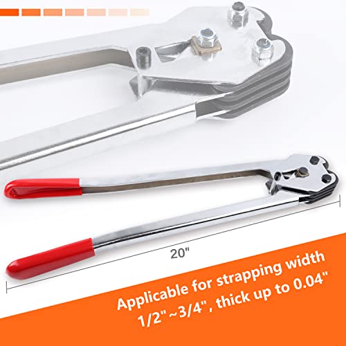 Image of Banding Tool - Strapping Sealer & Crimper with 20 inch Extended Handle & Ergonomic Design & Harden Steel for 1 /2~3 /4 inch Heavy Duty PP /PET /Plastic Strap Band Packaging