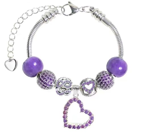 Image of Fit Pandora Charm Bracelets for Women Color Option: Burgundy Red Amethyst Purple Blue White Green Violet Ruby Peridot Sapphire Rose Pink Yellow Black