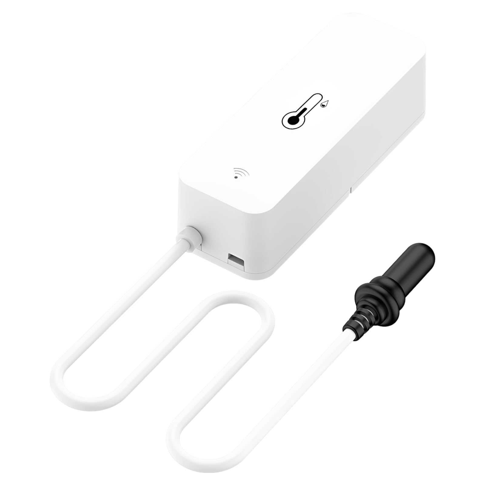 Temperatur- und Luftfeuchtigkeitsdetektor, WLAN-Verbindung, kabelloser Sensor mit T01-Außenfühler für präzise Echtzeitüberwachung, Smart-Home-Automatisierung, 12 x 8 x 2 cm, Weiß
