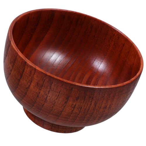 Warmhm 1pezzi Ciotola in Legno per Insalata Ciotola per Frutta Spessa Creativa Rotonda Intera di Legno Senza Crepe Levigatura Mano Elegante e Resistente per Cene e Uso Quotidiano