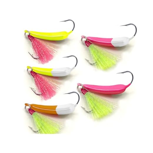 sweethomegift 5 Pack Pompano Jigs with Teaser Hooks, Fishing Jig Heads, Swimbait Jigs, Surf Fishing Jigs Saltwater Jig Heads Stand Up Jig High Carbon Steel O'Shaughnessy Hooks jigs 3/4oz Mixed Color