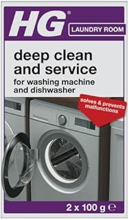 HG Deep Clean and Service for Washing Machines & Dishwashers, Professional Standard Cleaner & Descaler for Home Laundry & Kitchen Cutlery/Plate Cleaning Appliances  2 x 100g (248020106)