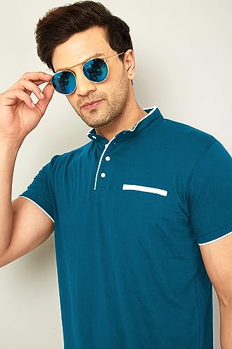 Image of AUSK Men's Cotton Henley Neck Half Sleeve Solid Regular Fit T-Shirt