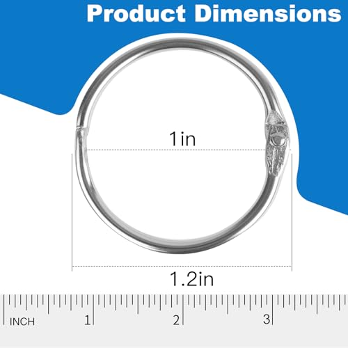 Image of 125 Pack Loose Leaf Binder Rings, 1 inch Small Binder Rings, Index Card Rings, Metal Nickel Plated Book Rings for School, Home, Office - Silver