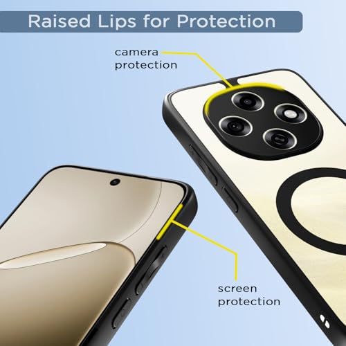 Image of Amazon Basics Back Cover for Oppo F31 Pro 5G Compatible with Mag-Safe | Shockproof Design | Hard Transparent Back Case (Black Mag-Safe)