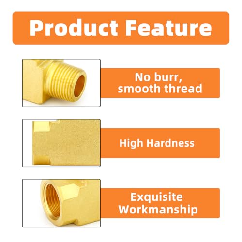 Image of GASHER 1Pc Brass Tee Fitting, 3 /8 inch FNPT x 3 /8 inch FNPTx 3 /8 inch MNPT Pipe Fittings, Male Run Tee