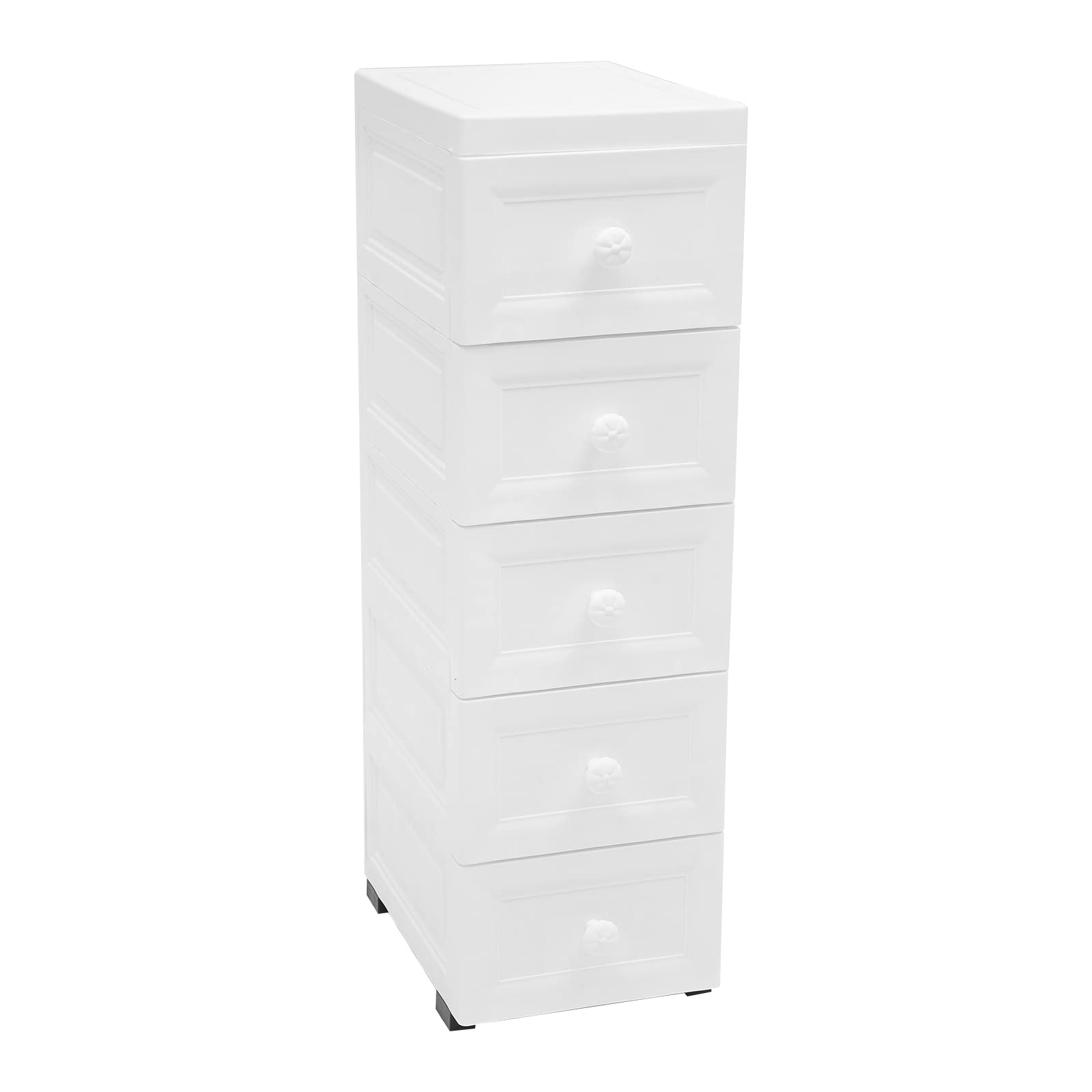 Carrello da bagno con 5 cassetti, pratico carrello per cucina, casa e ufficio, cassetti bianchi, carrello per cassetti mobili, per riporre e organizzare