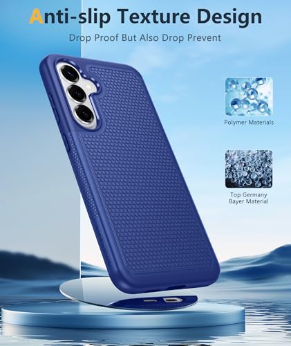 Image of FNTCASE for Samsung Galaxy S26 Case: Military Grade Drop Protection, 14ft Drop Protective, Screen Protector Included, Anti-Slip Textured TPU+PC Dual Layer Shockproof Phone Case Cover (Navy Blue)