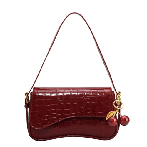 Image of Shoulder Bags for Women Y2K Purse Trendy Cherry Hobo Handbags Vegan Leather Clutch Saddle Bag with 2 Removable Strap