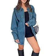 Tankaneo Women Long Denim Jackets Casual Boyfriend Distressed Jean Jacket Autumn Zip Up Cotton Co...