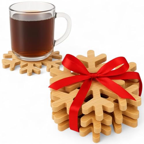 MIJOMA Untersetzer Weihnachten 4-teilig – runde Schneeflocken...