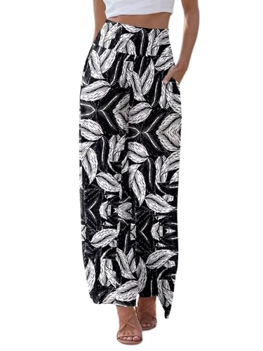 JZC Women's Palazzo Lounge Pants Casual Wide Leg Pants High Waist Flowy Toursers with Pockets