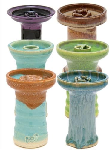 Funnel Hookah Bowl, Alpaca Hookah Jhon and tangiers Style, Made with Stoneware (not Clay or Ceramic). Holds Heat Better Assorted Colors (Random). One Bowl Only.