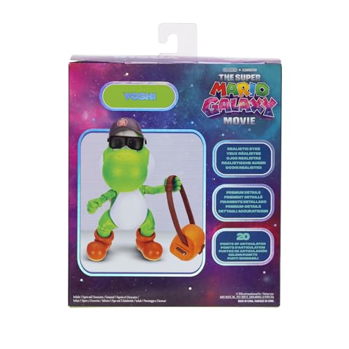 The Super Mario Galaxy Movie 5” Action Figures Series 1 – Yoshi Figure with Hat, Sunglasses, and Satchel Accessories - Premium Details 20 Points of Articulation - Thumbnail 4