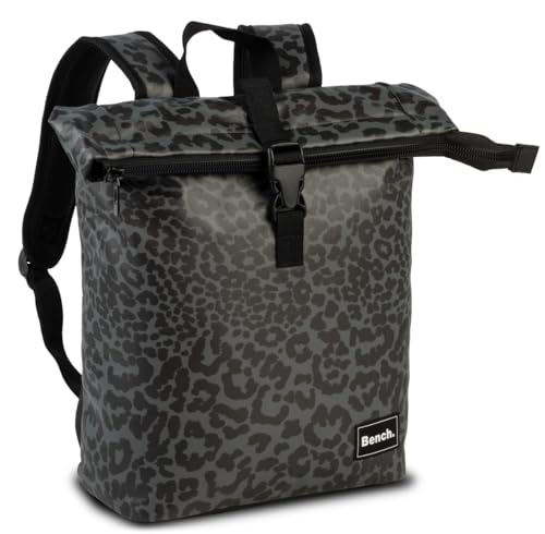 Ragusa-Trade Bench Hydro Mini Rolltop Rucksack Damen & Herren, Daypack, Backpack, 34/43 x 27 x 10 cm, 13 L Volumen, schwarz/graubraun