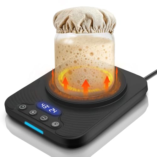 xoermioy Sourdough Starter Warmer 3.0,Precise 1°f Thermostat Control (70-110°f), Sourdough Warmer, Intelligent Memory Heating Function, 1-24 hour timer function, for Home Baking (black)