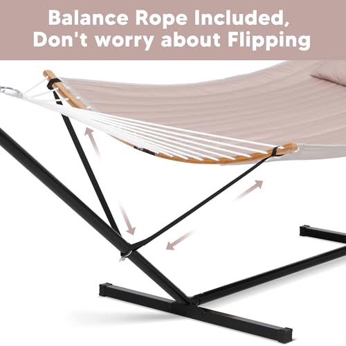 SUNCREAT 55 Inch Large Double Hammock with Stand, Tan by SUNCREAT - Used condition - Image 4