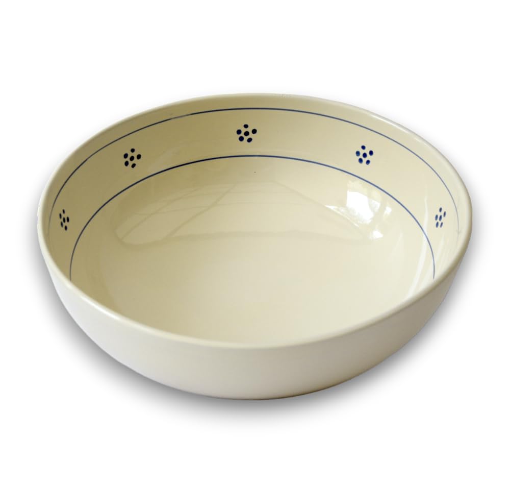 Colì - Cuenco mayólica para ensalada de cerámica grande, cuenco de cerámica, diámetro 35 cm, altura 11,5 cm, diseño de estrellas