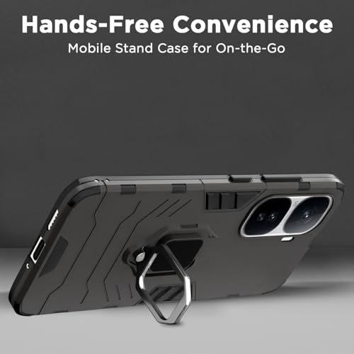 Image of Pikkme D5 Tough Armor Bumper Case | 360 Protection Case | Ring Holder Stand Back Cover for iQOO Neo 10 5G (Black)