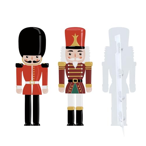TEXTURE OF DREAMS Christmas Nutcracker Ornaments Set Cardboard | Life Size Nutcracker Soldier Cutout | Decoration for Holiday Xmas Outdoor Lawn, Waterproof - 4 ft - 2 PCs -A
