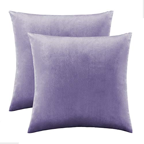 Image of GIGIZAZA Decorative Throw Pillow Covers,18 x 18 Violet Couch Pillow Covers,Velvet Square Cushion Covers