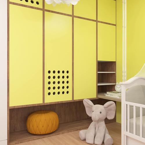 Image of Lemon Yellow Solid Matt Peel and Stick Wallpaper Contact Paper Wallpaper Modern Self Adhesive Wallpaper Decorative Removable 2 x 25 Feet