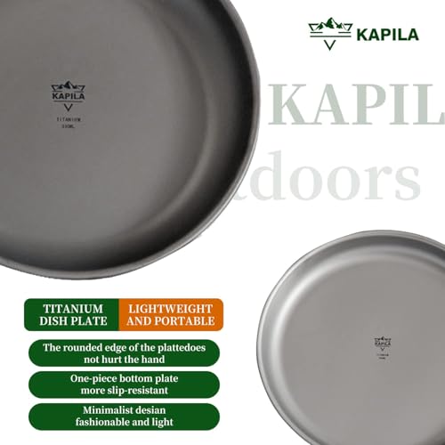 image for KAPILA Titanium Camping Plate, Dish, Portable Ti Cookware, Ultralight 
