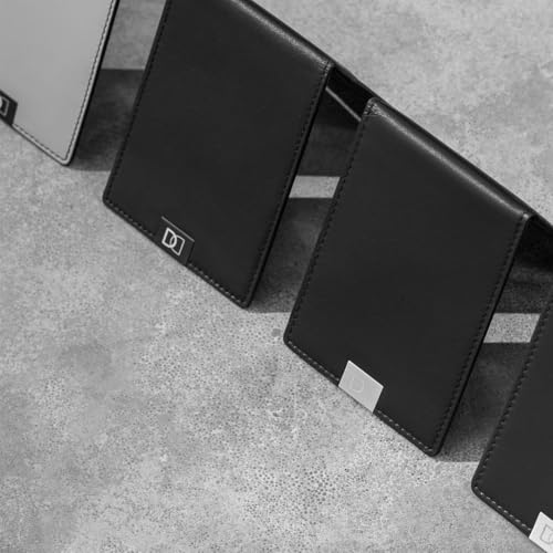 DUN Slim Minimalist Bifold Wallet with Coin Pocket, Luxury Genuine Leather, Holds up to 4 Cards & 10 Bills, Handmade in Europe - Black & Silver4