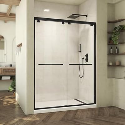 DreamLine Abbey 56-60 in. W x 76 in. H Semi-Frameless Bypass Shower Door in Matte Black