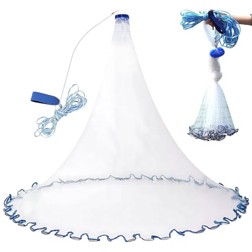 Bekasa Wurfnetz zum Fischen, Handwurf Fishnets mit 8m Handschnur...