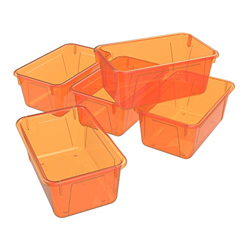 Image of Storex Small Cubby Bin, 12.2 x 7.8 x 5.1 Inches, Candy Orange, 5-Pack (62479U05C)