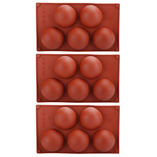 QANYEGN moldee De Silicona Hemisférico De 3 Piezas, Juego De moldees Para Hornear Para Hacer Chocolate Caliente, Pastel De Mousse Ideal Para Los Amantes De La Repostería(5 holes)