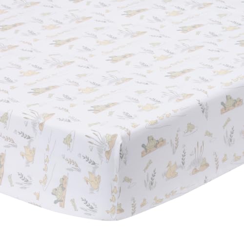 Image of Lambs & Ivy Froggy & Friends Embroidered 3-Piece Baby Crib Bedding Set | Includes luxury patchwork quilt, 100% cotton fitted crib sheet, and crib skirt.